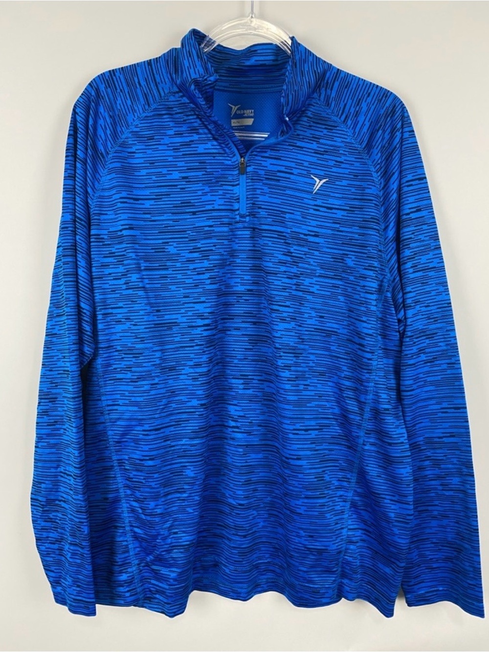 OLD NAVY Men's Blue Patterned Quarter-Zip Athletic Shirt